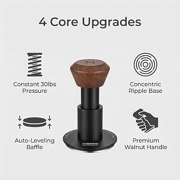 HiBREW 58mm Professional Espresso Tamper, Aluminum & Stainless Steel Base | with Calibrated Spring, Self-Leveling for H10A