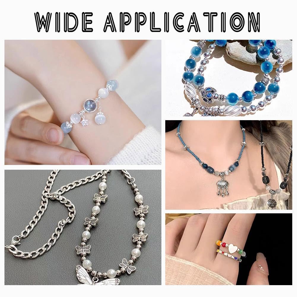 UNICRAFTALE 50 stuks 5 stijlen roestvrijstalen schuifregelaar kralen 1,2 ~ 3 mm gat ronde rubberen stopkralen metalen positionering spacer kralen armband lokaliserende kralen voor ketting armband