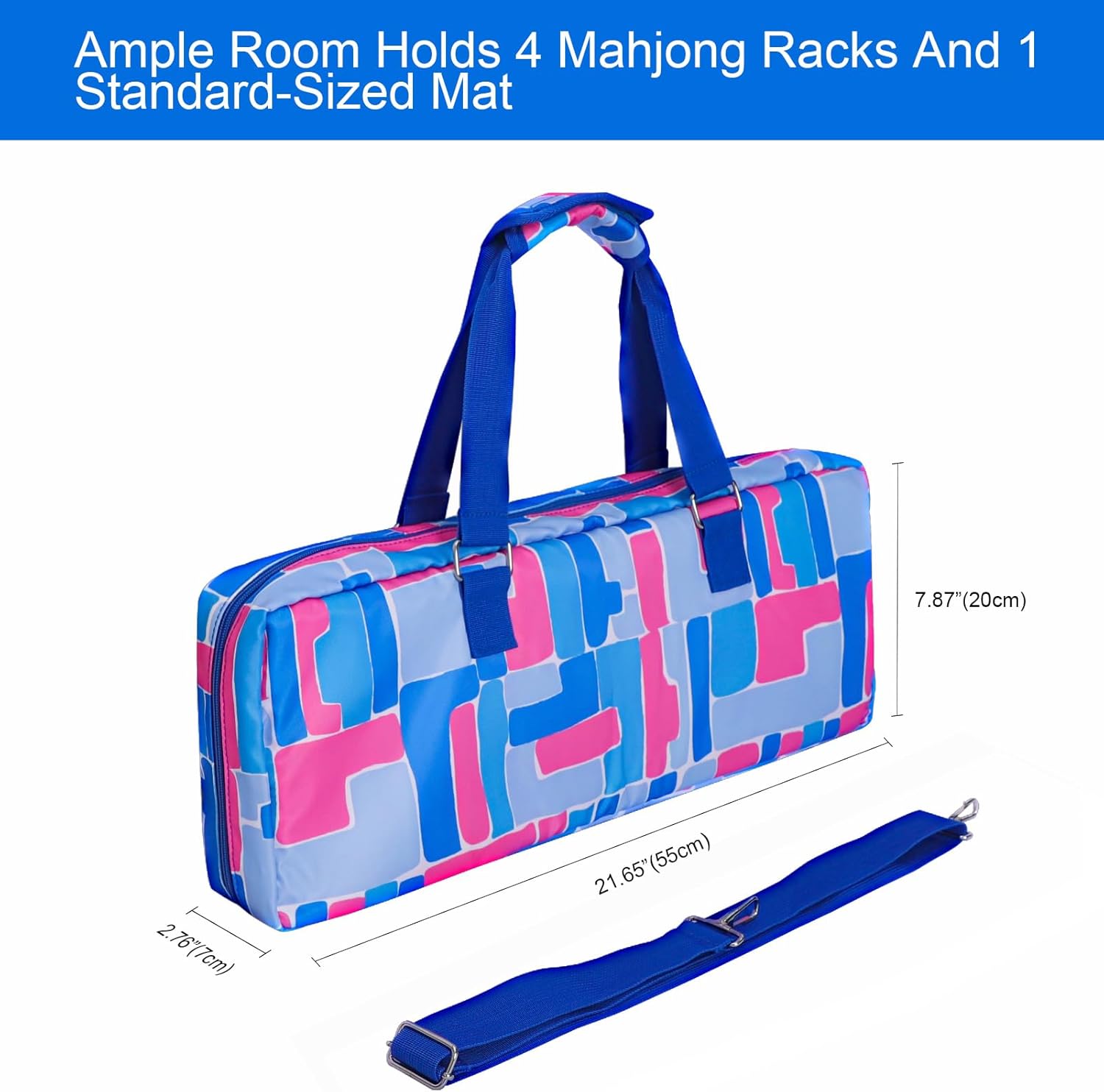 Empty Mahjong Rack Bag(Blue) for Racks and Mats, Storage Bag Fits Most Types of Racks, Mahjong Accessory