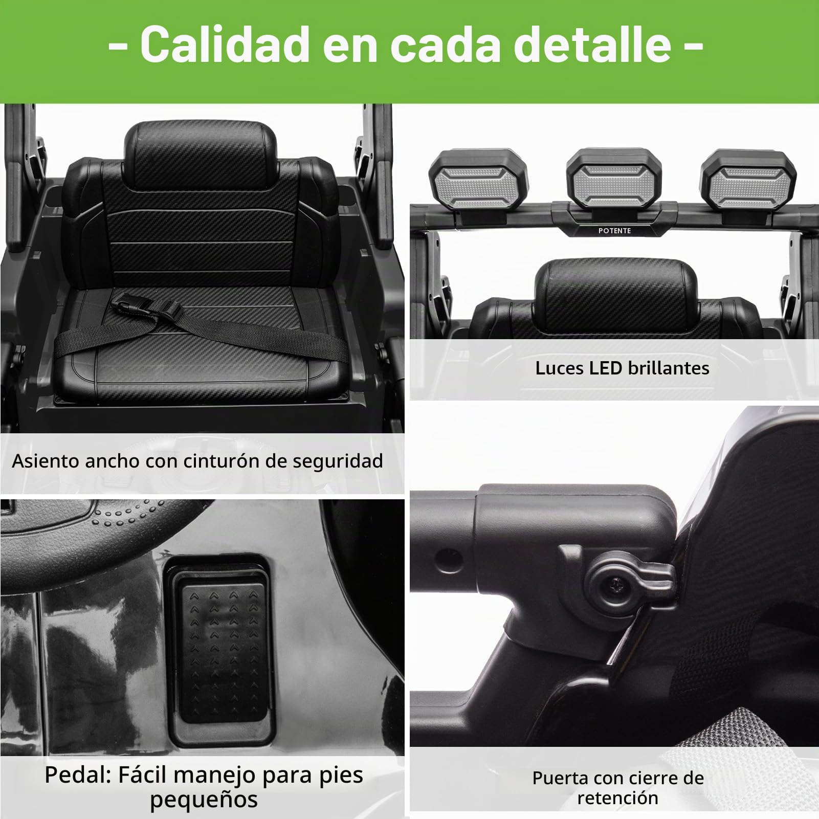 Hausprof Coche Eléctrico Para Niños, 12V 7Ah, Transmisión Eléctrica De 3 Velocidades, 2 Modos De Conducción, Quad Eléctrico Niño Con Mando A Distancia, Coche Eléctrico Para Niños De 1 A 8 Años (Negro)