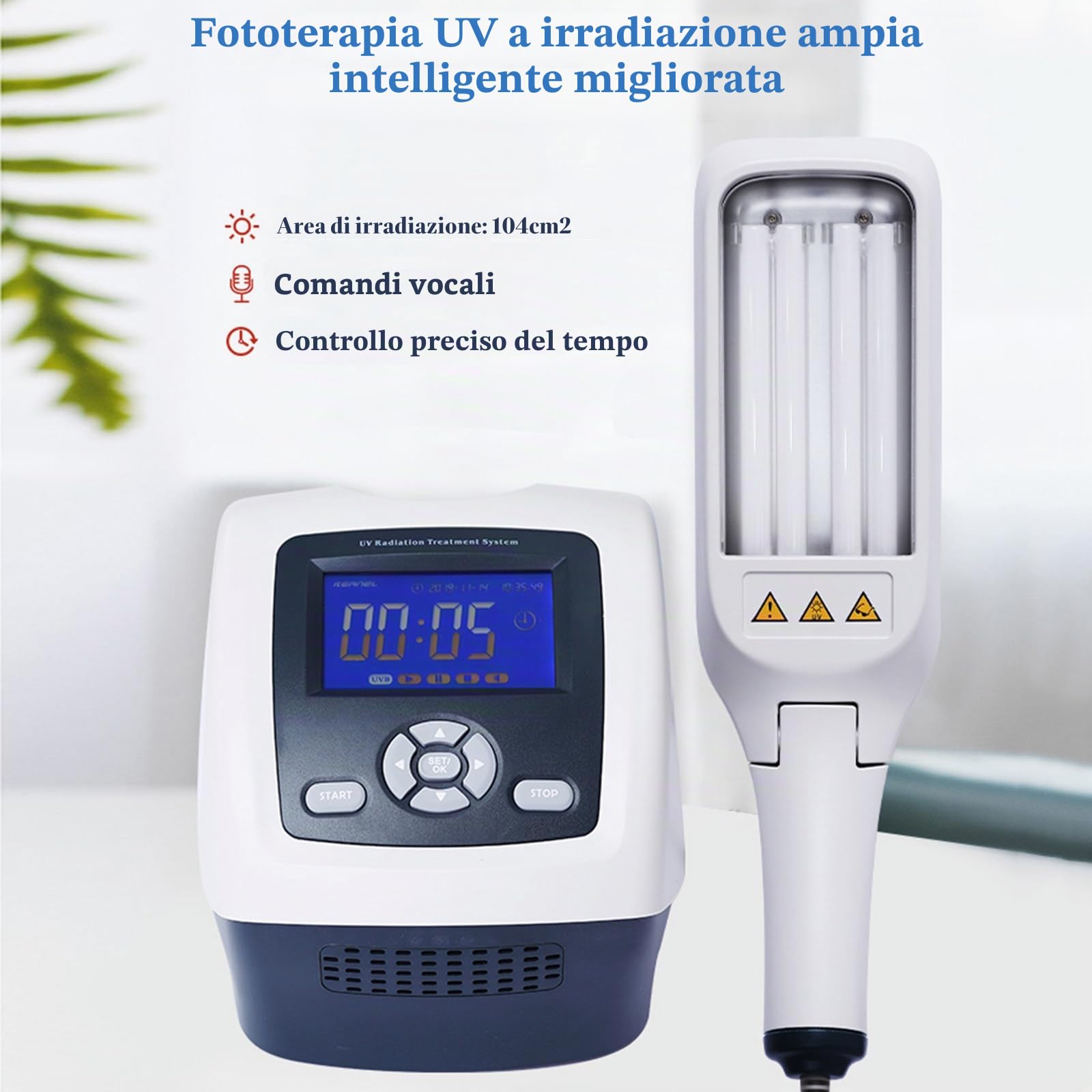 Generico Terapia della Luce UVB con Due lampadine: Lampada UV di fototerapia a Banda Stretta da 311 NM, Area 104cm², Timer, Display LCD.Trattamento per Tutto Il Corpo Sicuro ed Efficace
