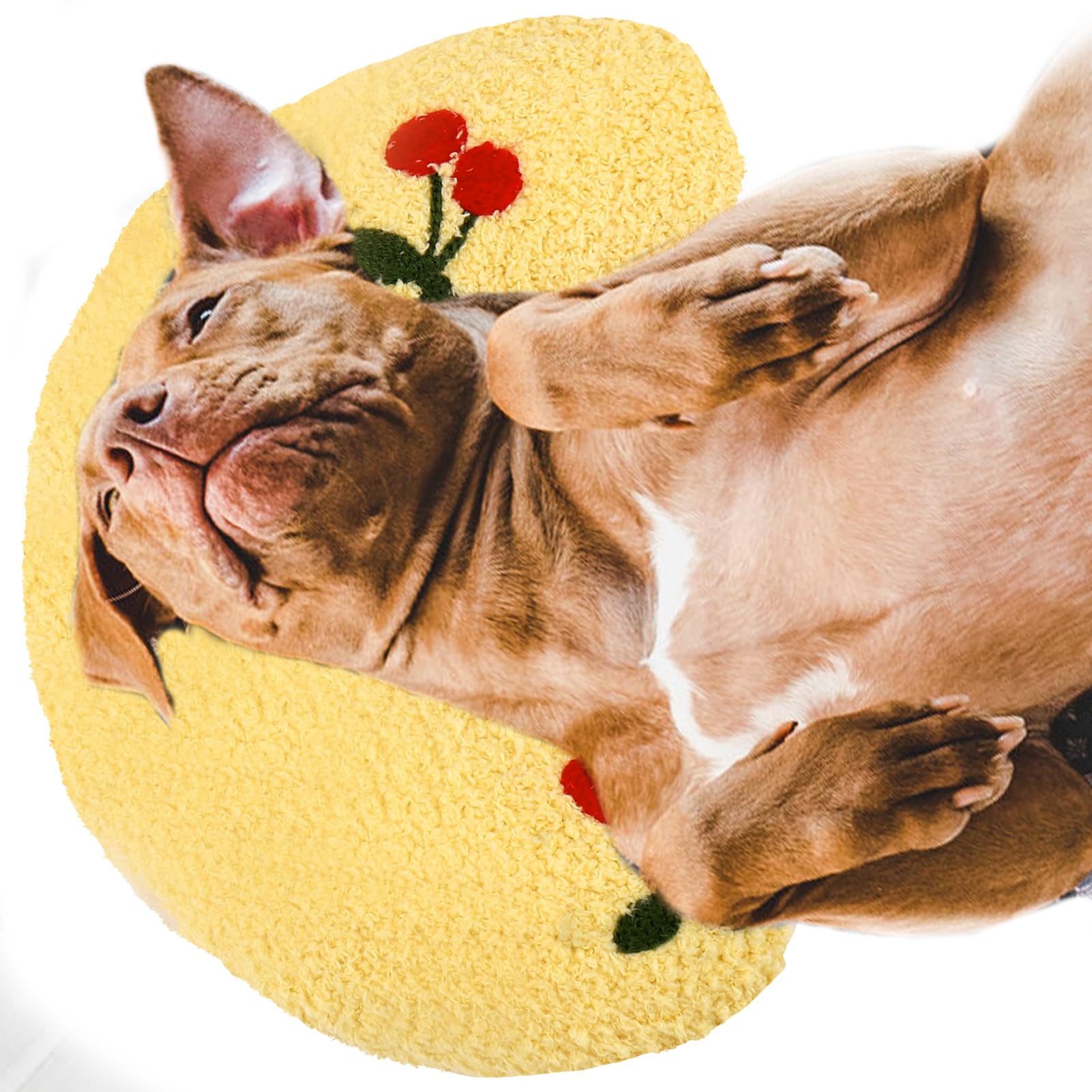 BABORUI Large Dog Calming Pillow for Dogs, U Shaped Dog Neck Pillow for Joint Relief Sleeping Improve, Machine Washable Pet Pillow for Dogs & Cats(Yellow)