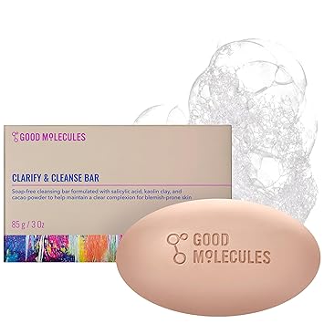 Good Molecules Clarify and Cleanse Bar - Soap Free Bar with Salicylic Acid, BHA for Skin Tone Balancing and Cleansing - Body and Facial Cleanser, Skin Care for Face