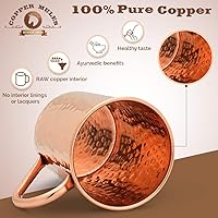 Vista 2 de Copper Mules Taza de Cobre PURO Interior de Cobre CRUDO Ideal para Beneficios de Salud Ayurvédicos y Moscow Mules - Acabado Martillado a Mano