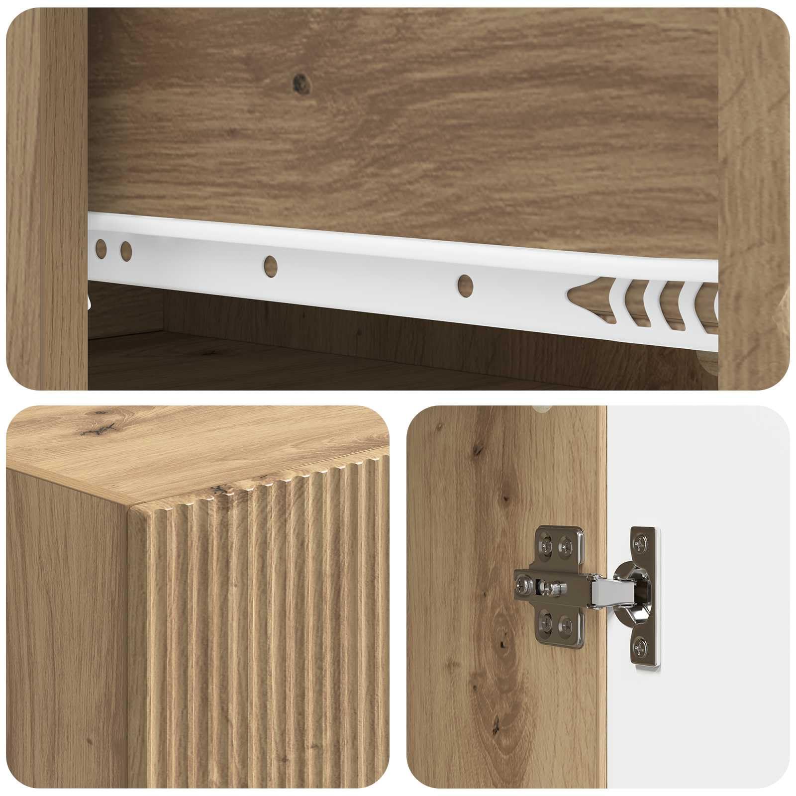 Fengshui Set di 2 armadi, in legno, regolabile in altezza | Con scomparti, cassetti e ripiani, per soggiorno o terrazza, resistente alle intemperie