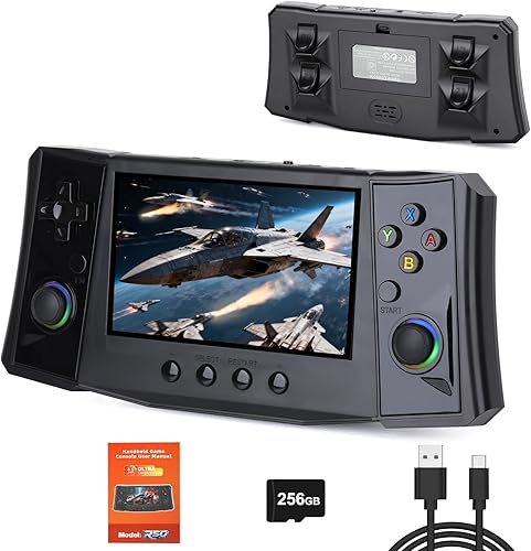 Consola de juegos portátil R50 actualizada 2025, pantalla IPS de 4.5 pulgadas, 40000 juegos precargados, 256 GB de almacenamiento, batería de 4000