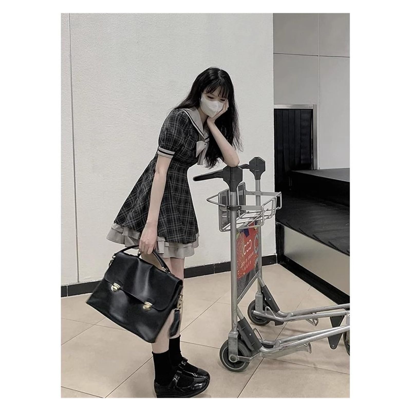 Simpatico Lolita Dress Gonna Summer Dresses Giapponese Soft Girl Cute Bambola Collo Collo Arco Slim Vita Plaid Dress Pizzo Principessa Kawaii Lolita Abiti Gothic Harajuku Dark