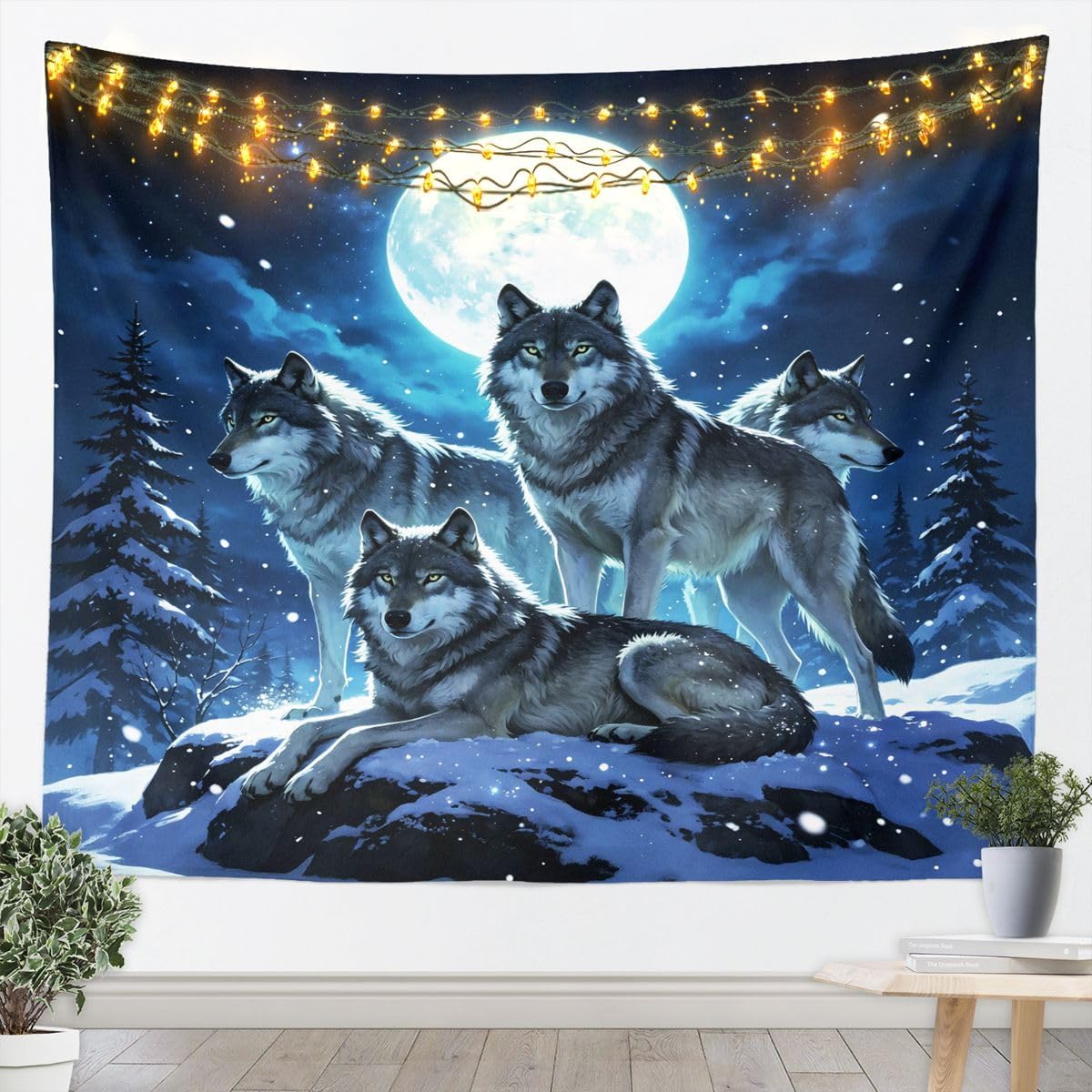 Feelyou Snow Wolf Tapestry Medium 59"x59" Wall Decor