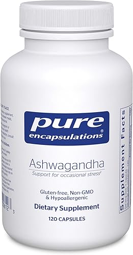 Pure Encapsulations Ashwagandha Suplemento para soporte tiroideo articulaciones adaptógenos enfoque y memoria 120 cápsulas