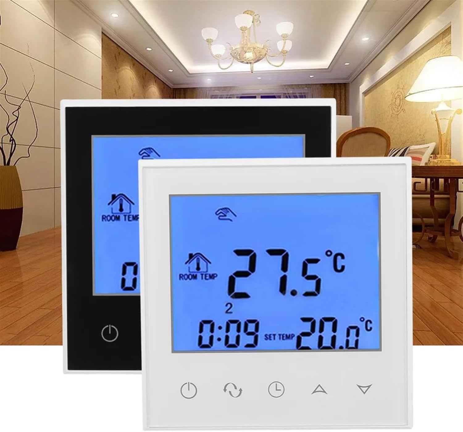 Conditioner Thermostat Programmable Thermostat Digital Touch Screen LCD Intelligent Temperature Controller(Black)