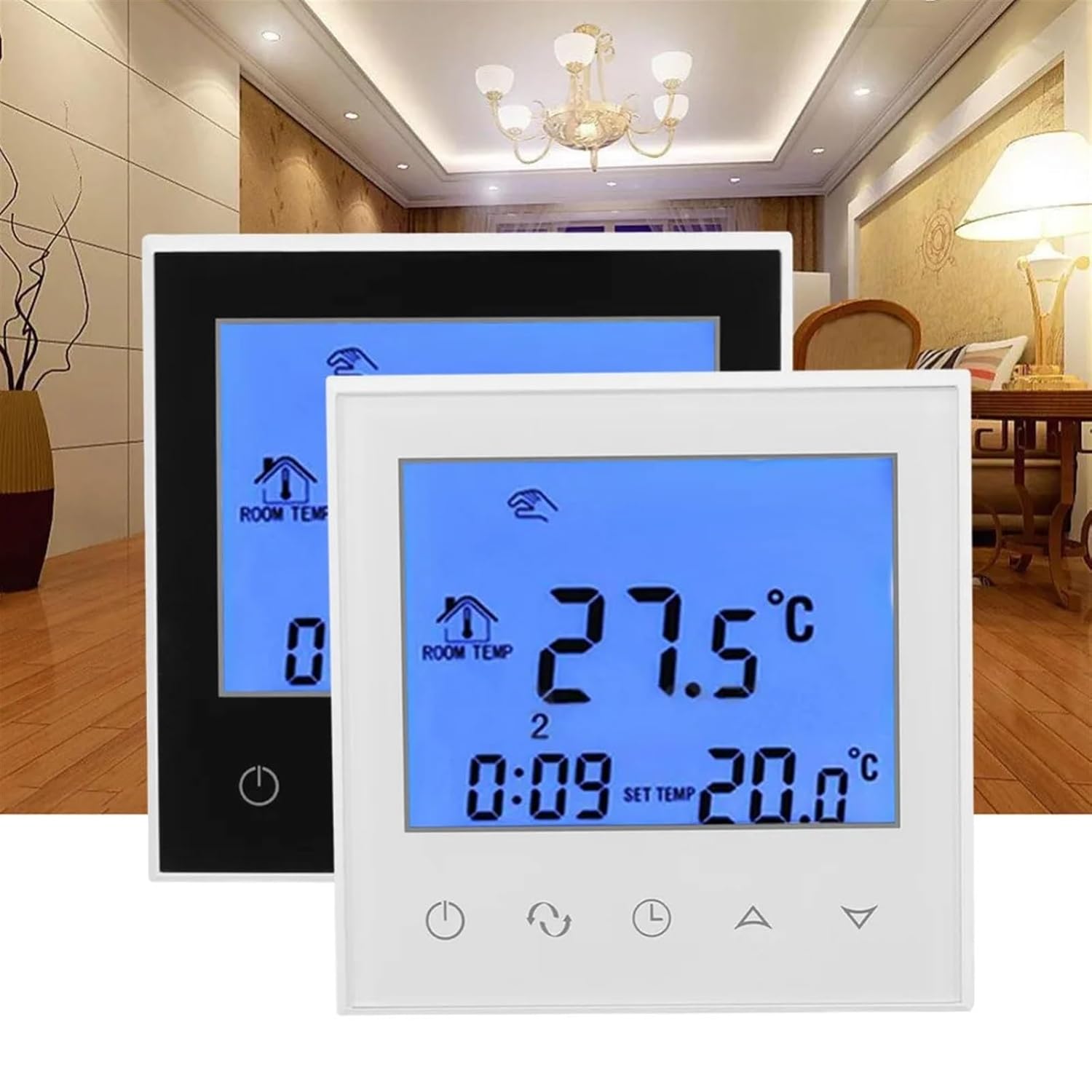 Conditioner Thermostat Programmable Thermostat Digital Touch Screen LCD Intelligent Temperature Controller(W)