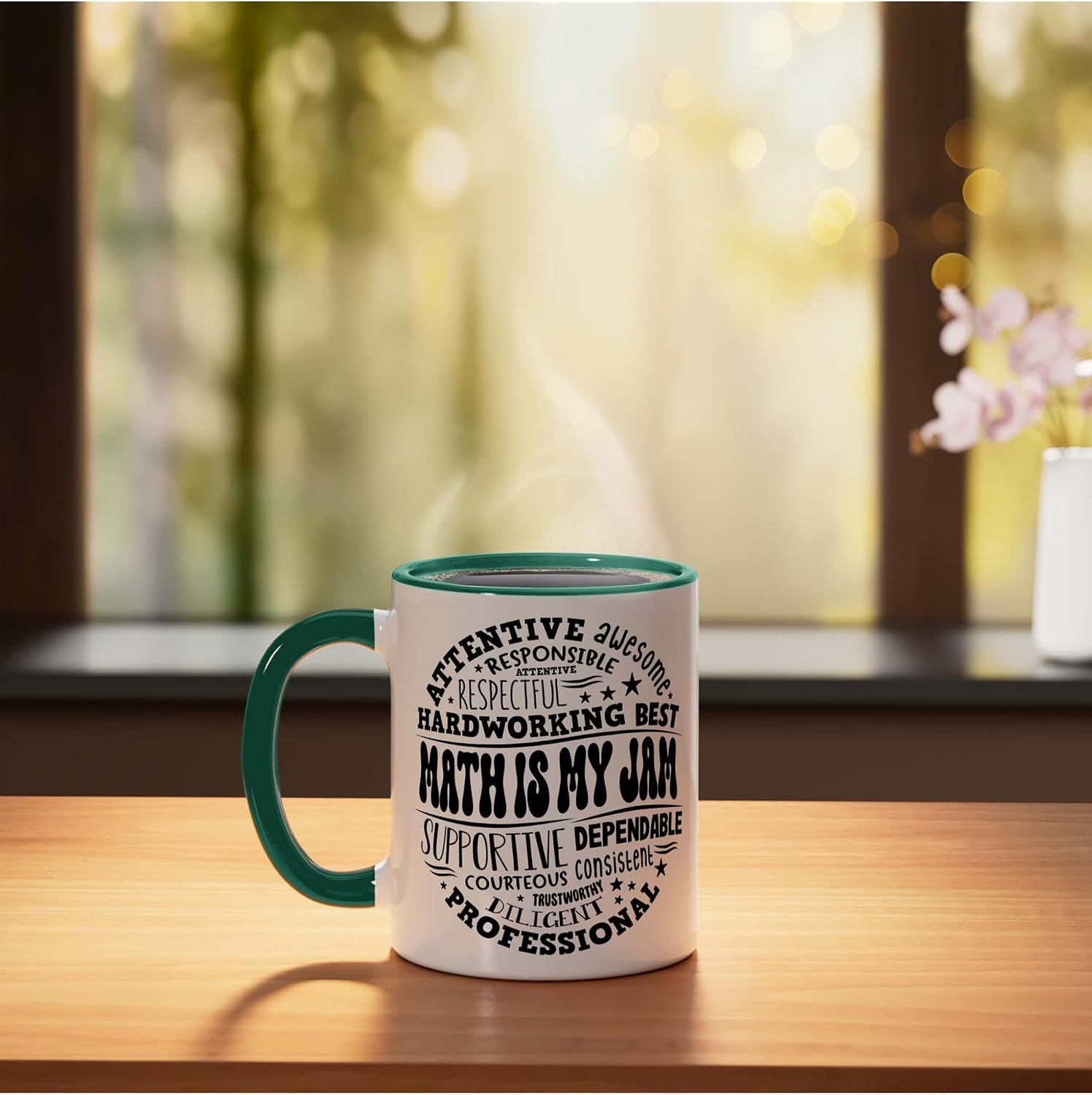 Math Teacher Math is My Jam Math Club Ceramic Mug, Dark Green/White, 11oz image 3