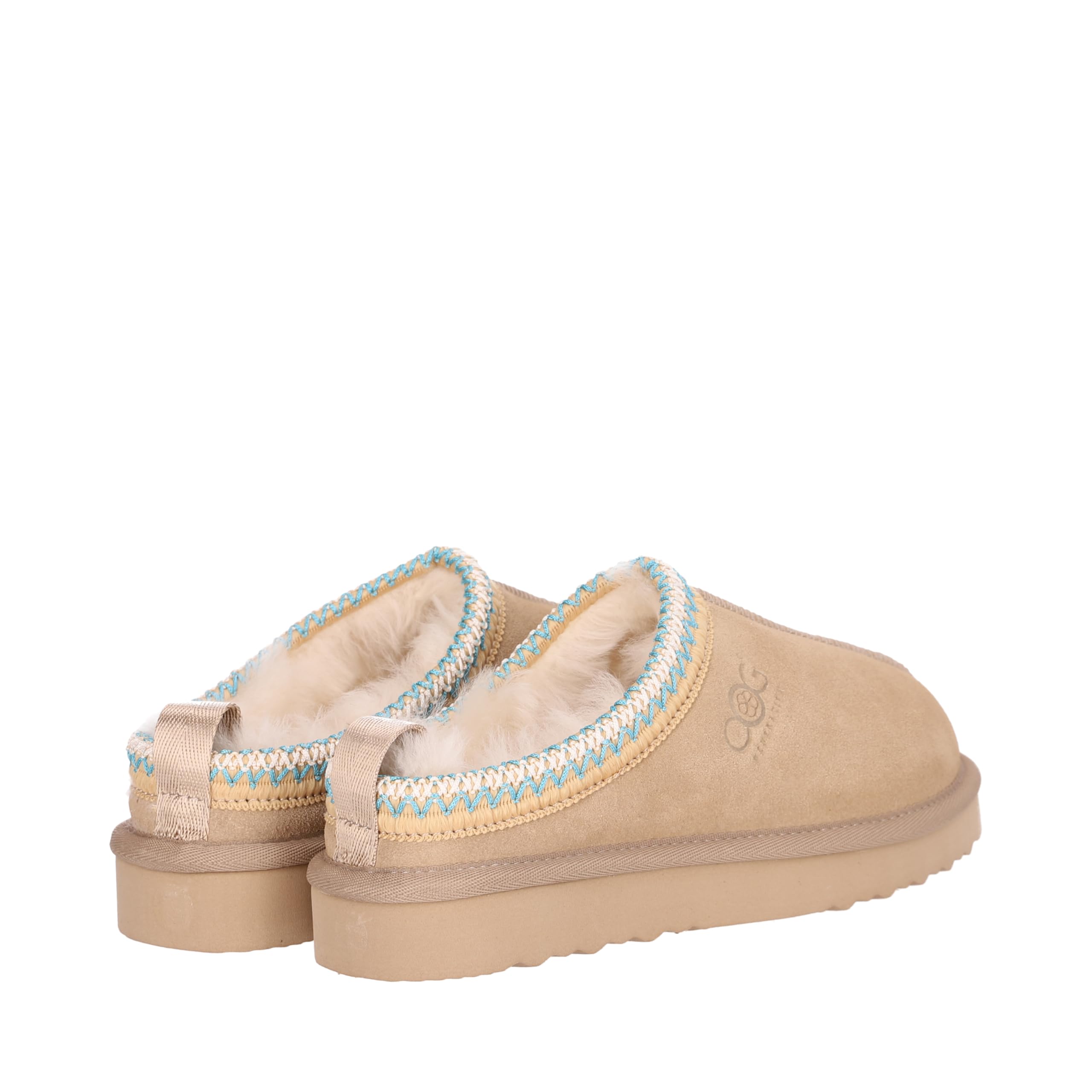 OOG Damen Winter Wärme Hausschuhe mit Echt-Leder, Winter, Memory Foam, Plüsch, Warm, rutschfeste Slippers House Slippers in Beige 39 EU