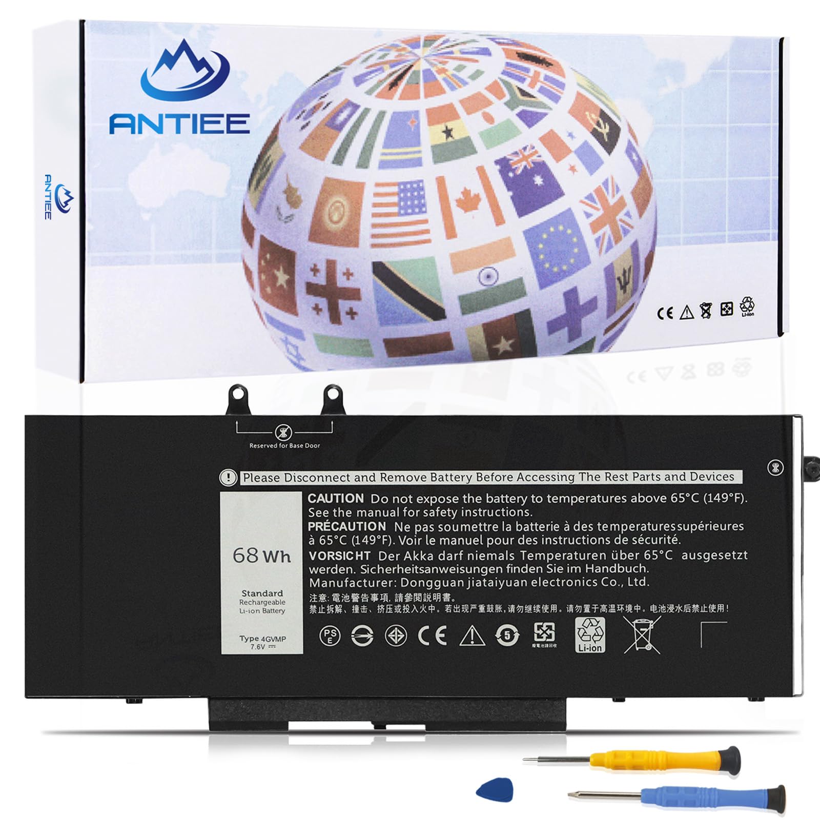 – ANTIEE 4GVMP 7.6V 68Wh Laptop Battery for Dell Latitude 5400 5500 Precision 3540 3550 Inspiron 7590 7591 7791 2-in-1 Series 1V1XF R8D7N RF7WM 9JRYT 09JRYT 0X77XY 0C5GV2