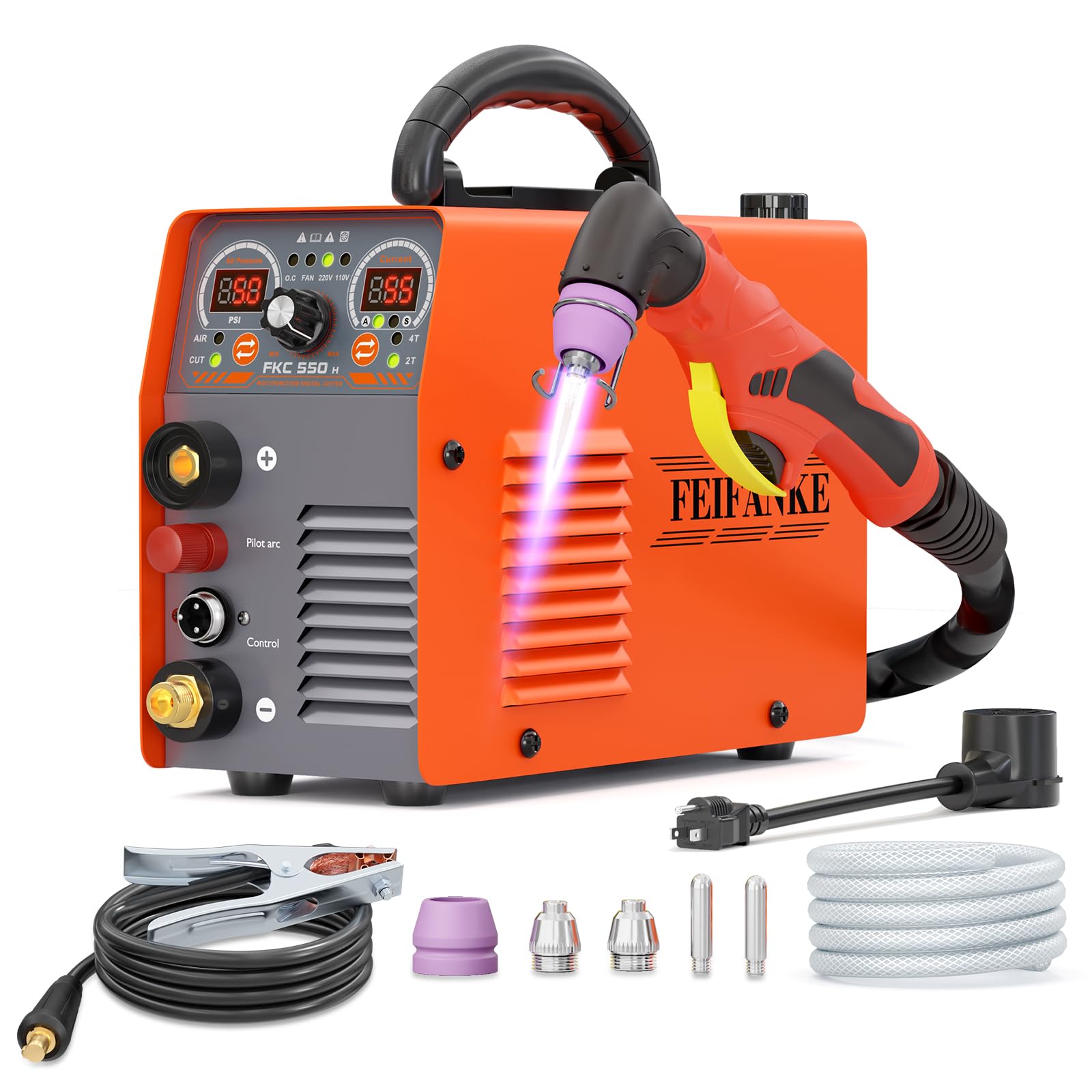 FEIFANKE 55A Plasma Cutter, Dual Voltage 110V/220V, High-Frequency Non-Touch Pilot ARC Plasma Cutting Machine, 3/4" Max Cut, 1/2"Clean Cut, 2T/4T,