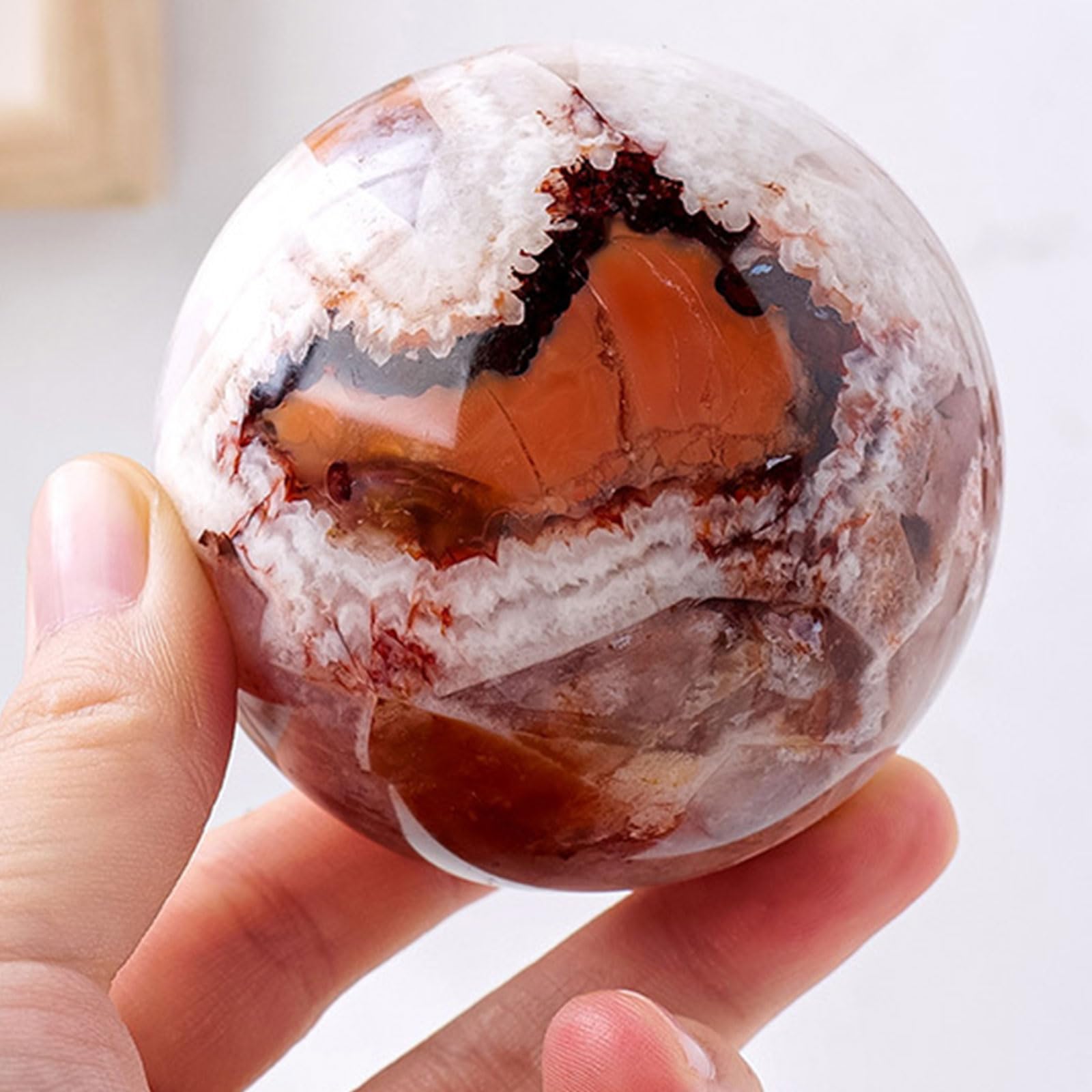 YZWRWRMKTB Crystal Dragon Pattern Geode Ball Home Living Room Porch Decoration Feng Shui Ornaments for Divination Photography,50~55mm