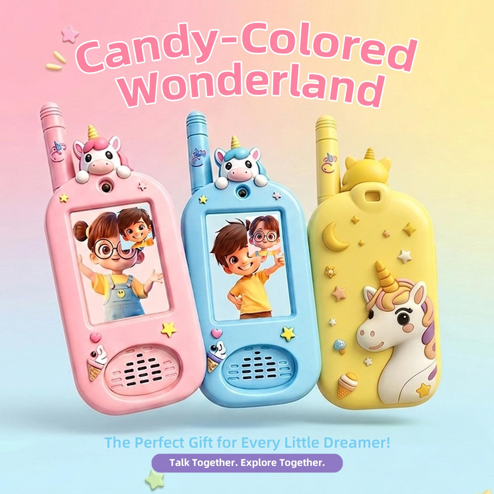 Kinder Video-Walkie-Talkies, 2er-Set, wiederaufladbar mit HD-Kamera & Display, Fotospeicher, Zwei-Wege-Video- & Sprachfunktion mit Stimmenverzerrer, für drinnen & draußen, 3–12 Jahre (Pink & Blau)