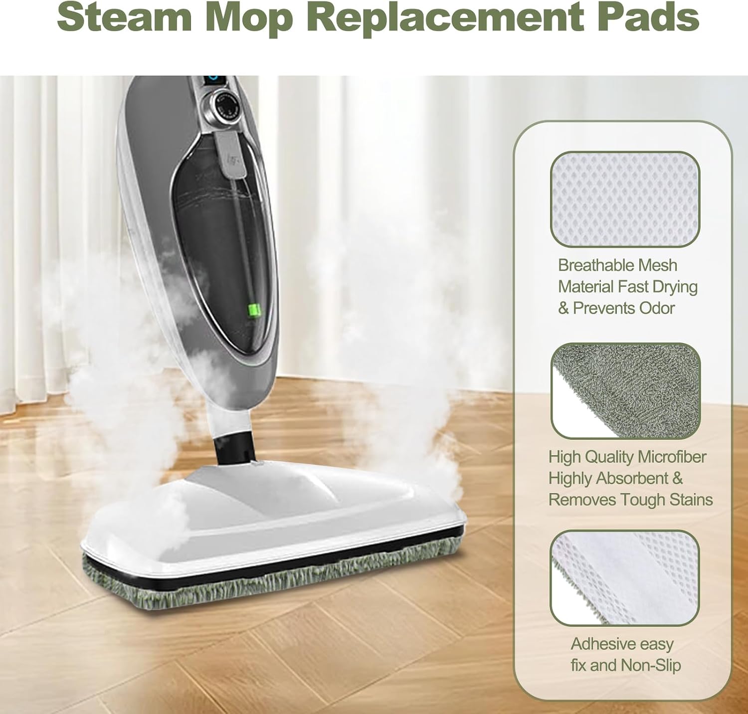 4 Pack Steam Mop Pads for GorFanty GF-6610B/GF-6610, Neugo NE033/NE033M & Mxnsewr, Washable Microfiber Steam Mop