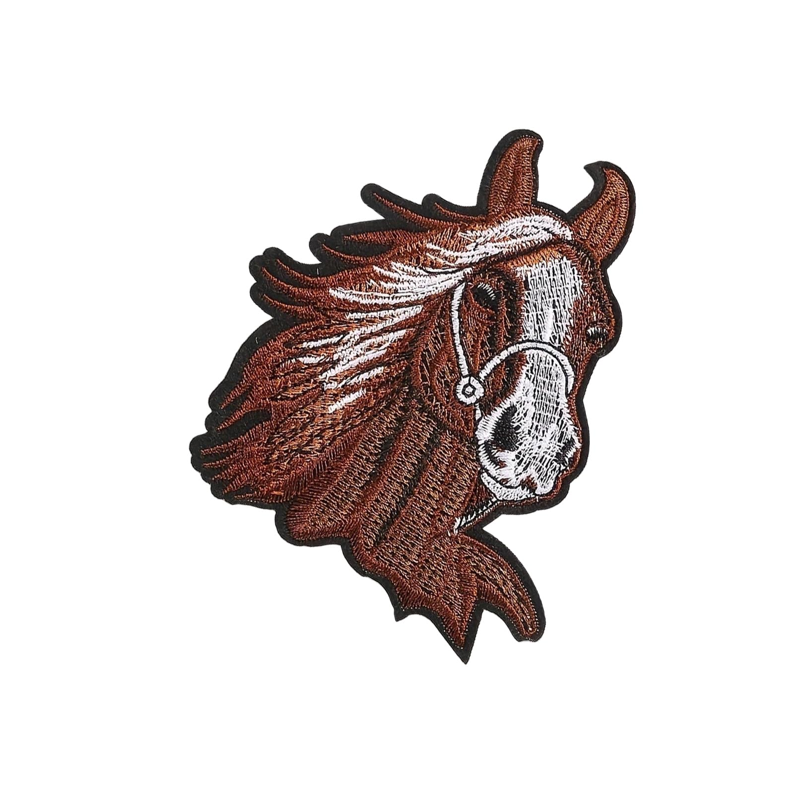 Uqezagpa Ponies Embroidered Patches Horse Head Iron on Patches Applique Animal Sewing on Sewing for Hat Ponies Iron on Horse Head Sew on Applique