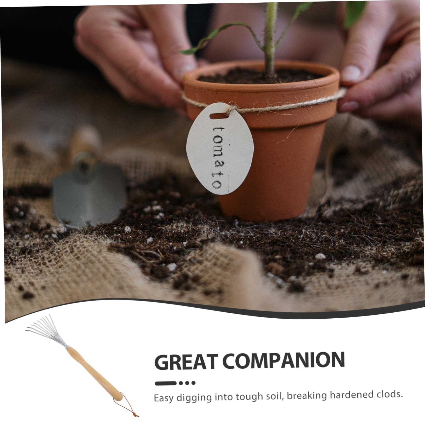 TOYANDONA Rastrillo de Nueve Dientes con Mango Rastrillo de Jardín para Césped Herramienta de Jardín Huerto Material Resistente para Esparcir Tierra