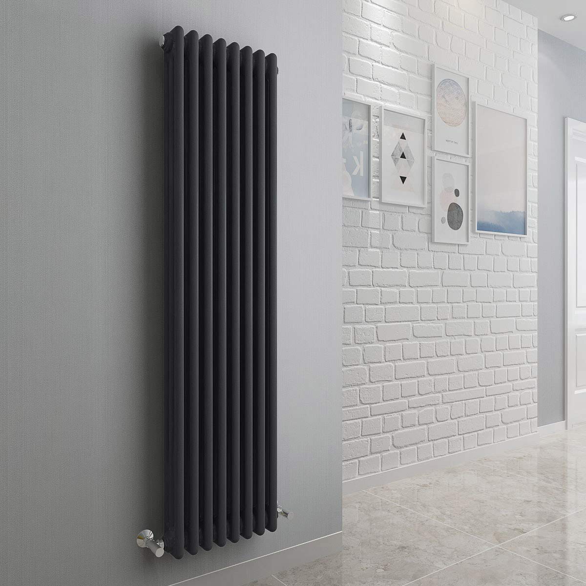 Warmehaus - Traditional Cast Iron Style Anthracite 3 Column Vertical Radiator 1500x380mm - Modern Central Heating Space Saving Radiators - Perfect for Bathrooms, Kitchen, Hallway, Living Room โ image 1