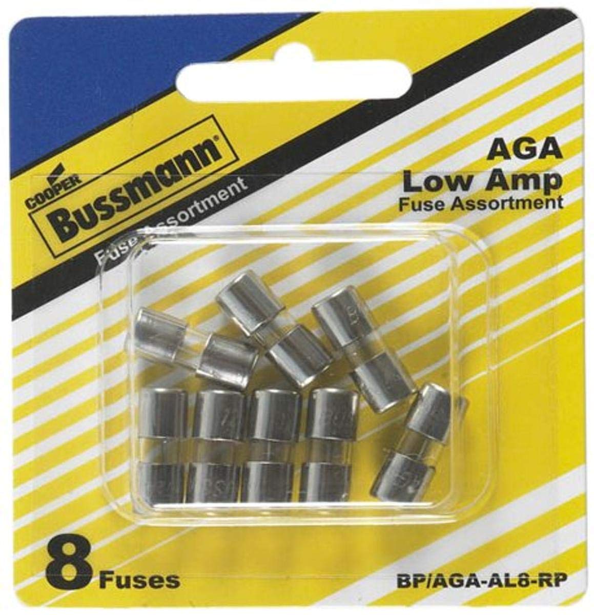Bussmann Zestaw bezpieczników AGA o niskim natężeniu prądu (BP/AGA-AL8-RP) – 8 sztuk