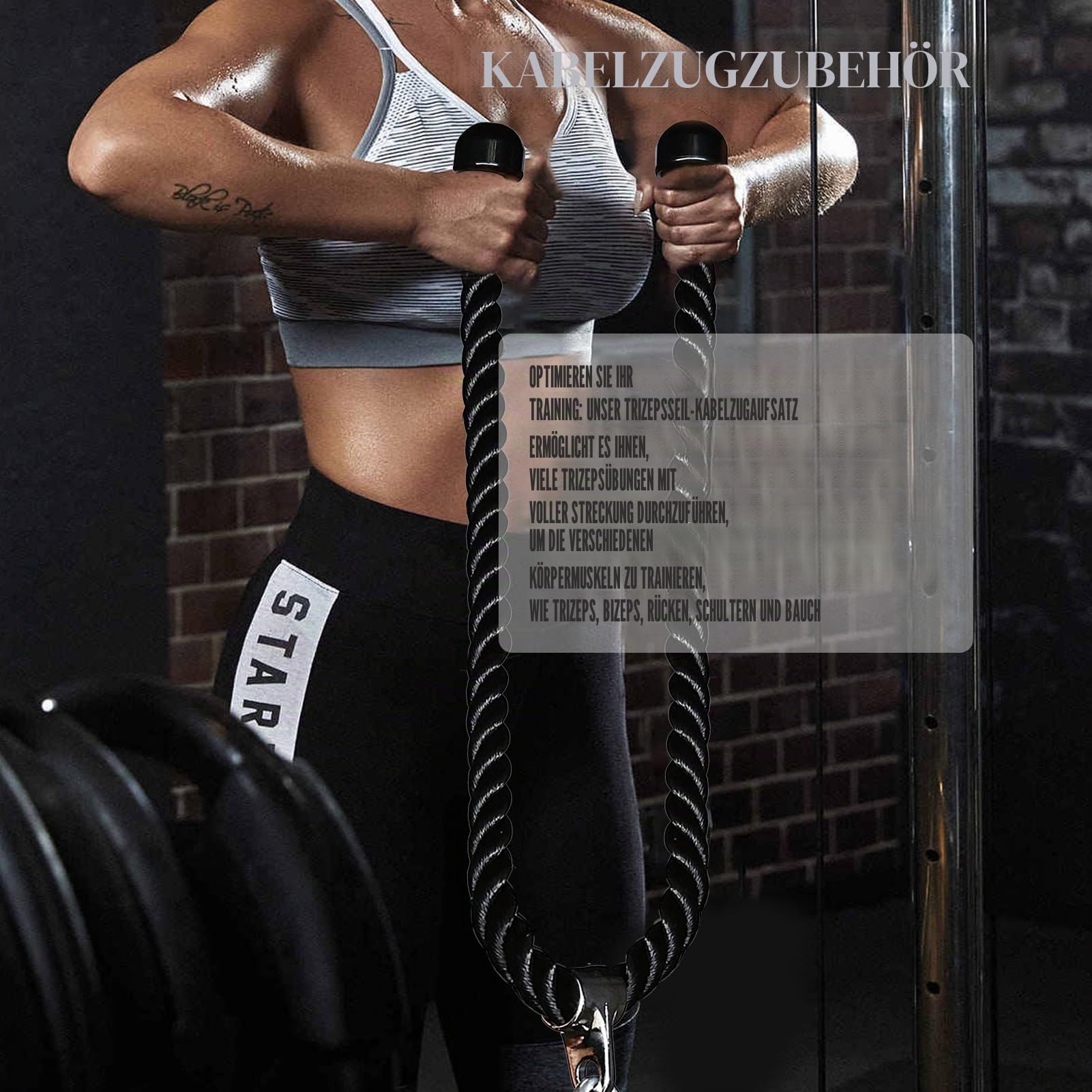 langes Triceps Seil, Seil Pull Down Befestigung 120/140/160cm, Tricep Pull Down Seil für Home Gym Riemenscheibe System, Kabelmaschine Befestigung