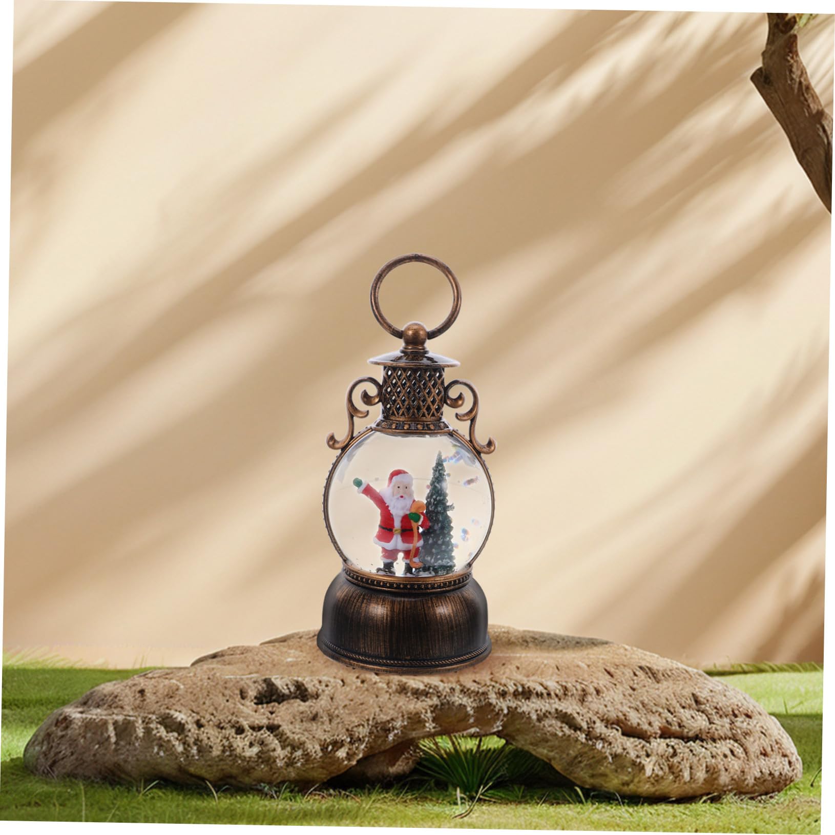 Alipis Globo di Neve Carillon Natalizio Lanterna Decorativa Illuminata Forma di Neve Ornamento Musicale per Feste Cavo USB senza Batterie