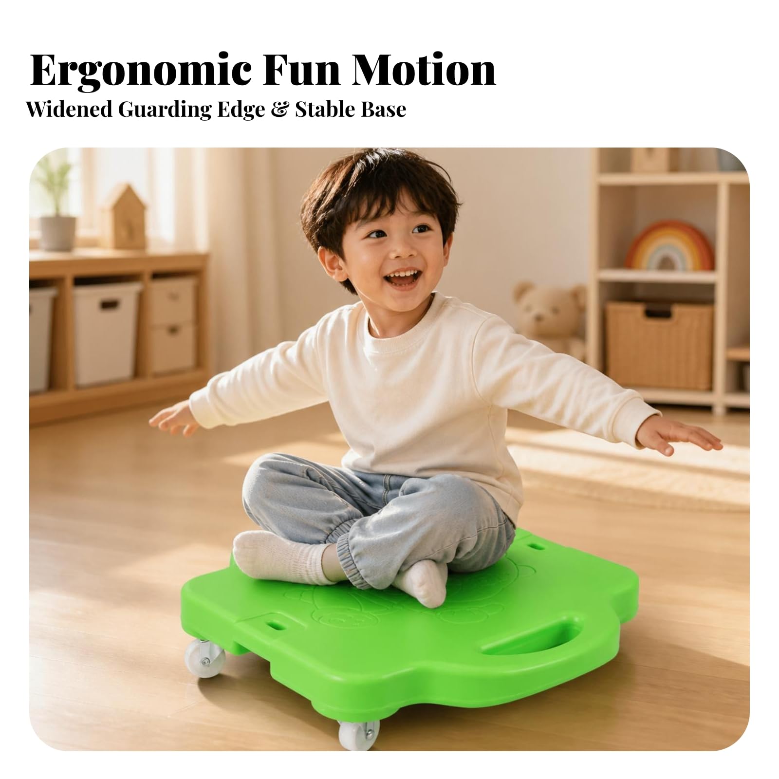 predolo Board con Maniglie e Ruote Universali Basso Profilo Equilibrio in Plastica PE Bordi Arrotondati per Giochi Al Chiuso
