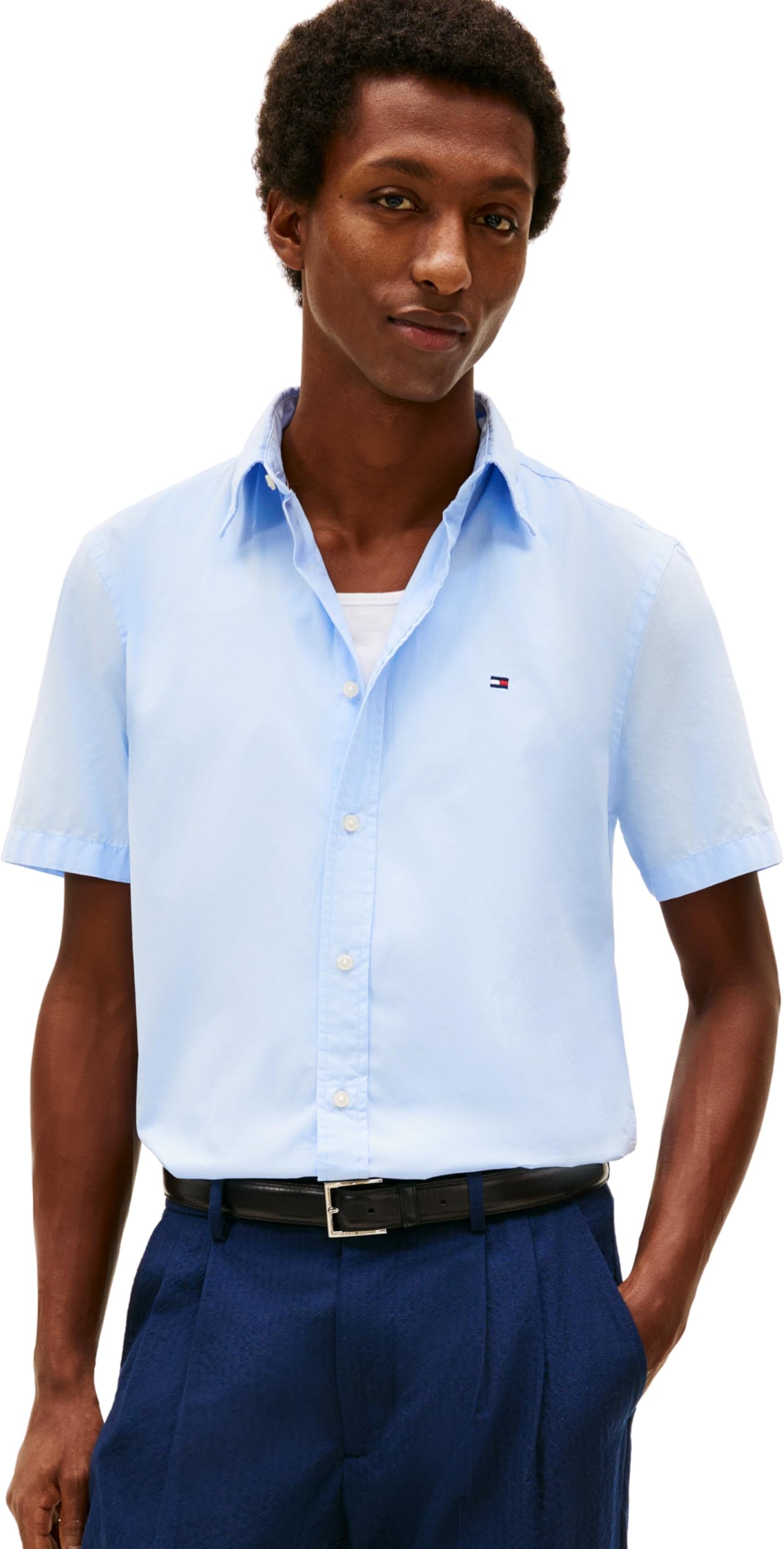 Chemise de luxe Tommy Hilfiger Core Flex Popeline solide bleue XL - 7