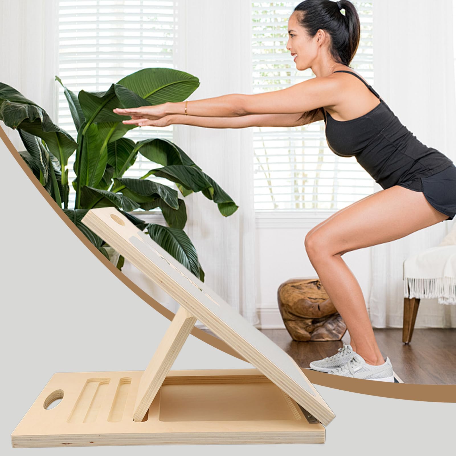 Pochyła deska do rozciągania łydek Drewniany klin pochyły blok przysiadowy | Deska pochylnia rozciągacz łydek Sprzęt fitness, sprzęt rozciągający, trening równowagi, rehab