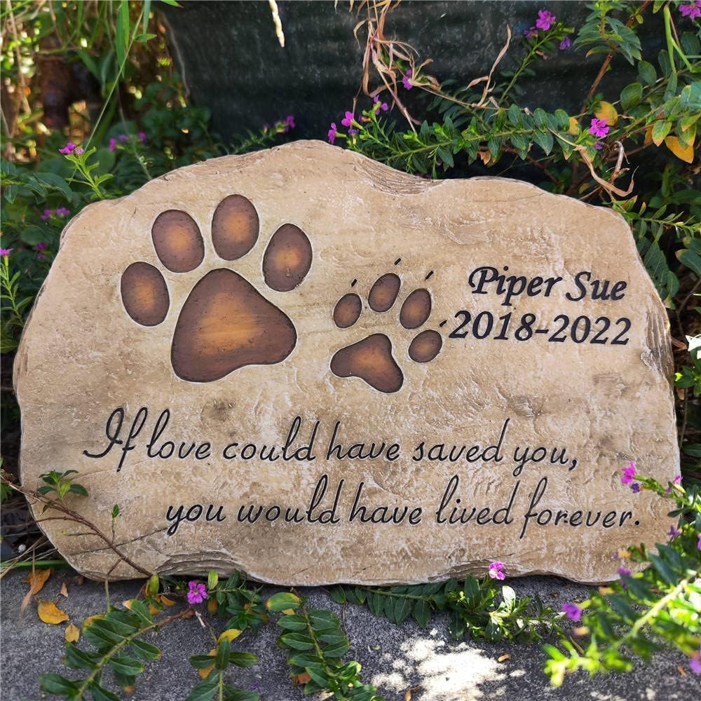 Paw Print Pet Memorial Stone Suitable for Cats and Dogs for Outdoor Use