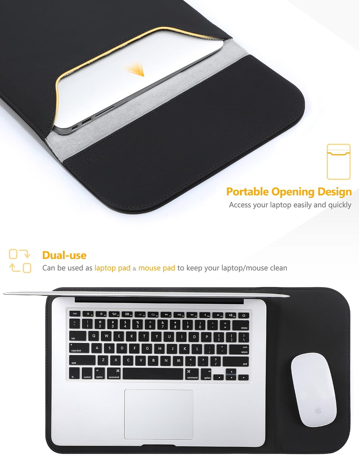HYZUO 13 Inch Laptop Sleeve PC Case, Black image 4