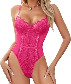 Amazon.com: Mousnipy Womens Sexy Lingerie Lace Bodysuit