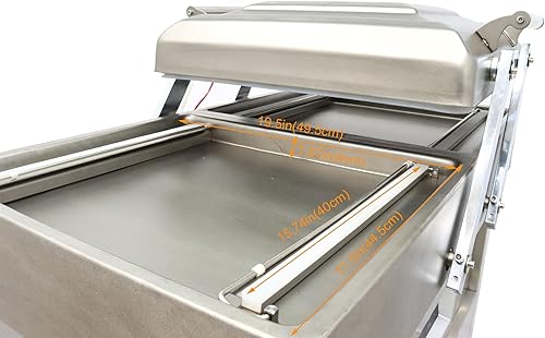 Miniatura 4 de WYDDDARY Sellador al vacío de doble cámara, sellador de aire de acero inoxidable de 220 V, sellador de embalaje comercial resistente, 900 W, 15.7