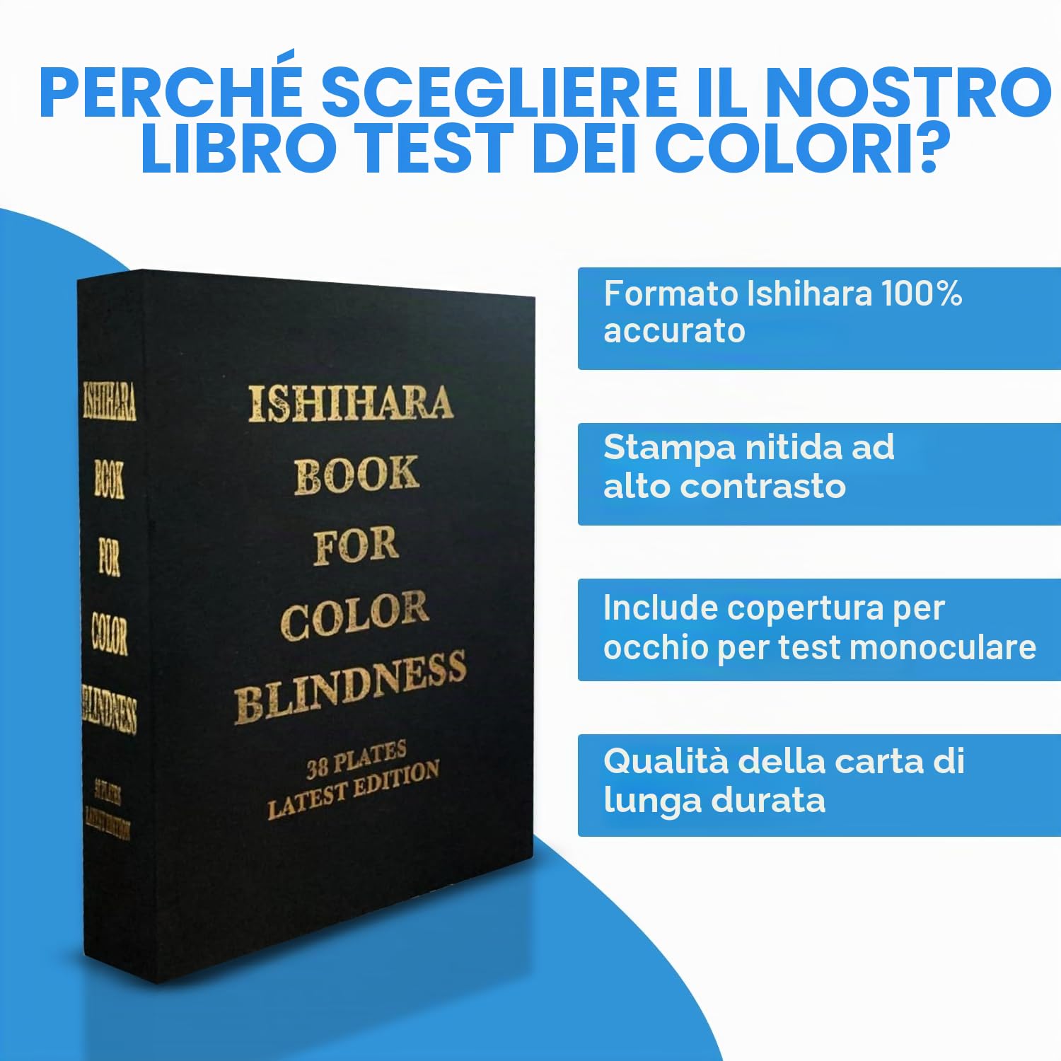 KANEHARA Ishihara Test Chart Books per Deficit di Colore 38 Targhe Ultima Edizione con Manuale Utente e Occluder One Eye