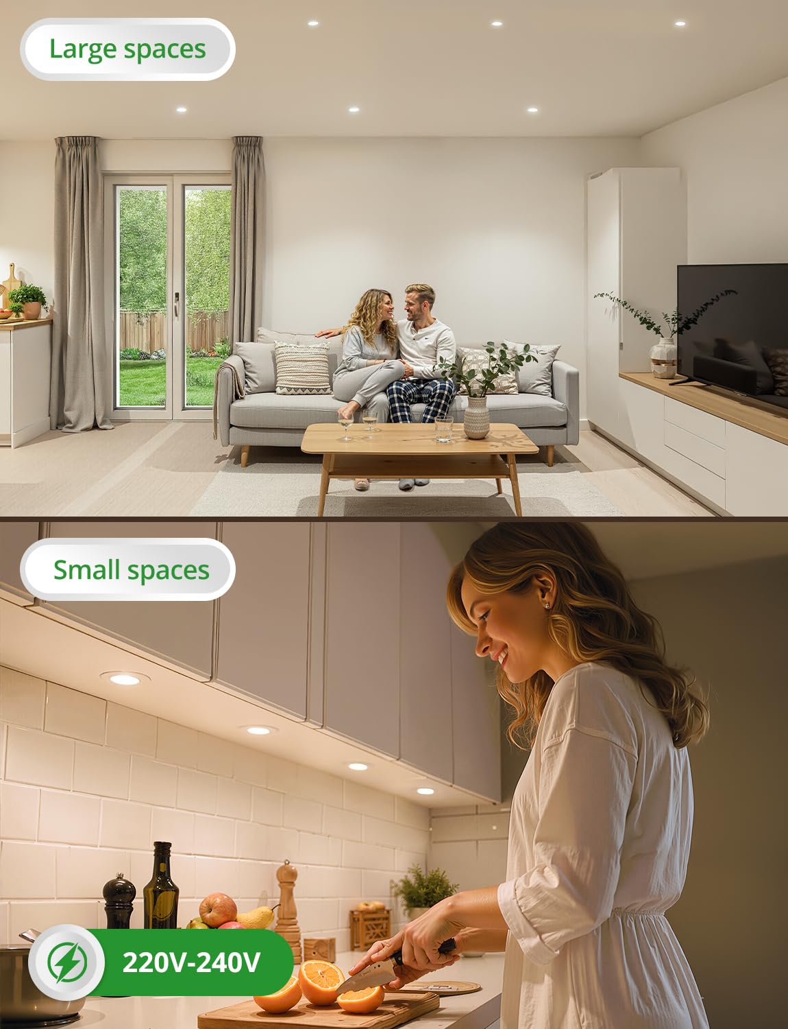 HOMEOW Zestaw 20 wpuszczanych reflektorów LED 68 mm, 4 W, bardzo płaskie, ciepłe białe 2700 K, neutralna biel, 4000 K, zimna biel 6000 K, regulowany, wewnętrzny reflektor LED wodoodporny IP44, do
