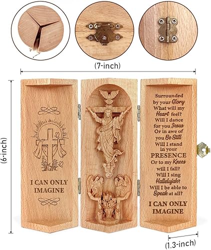 Vista 17 de Jesuspirit - Decoración cristiana, escultura católica de madera, regalos cristianos para hombres, estatua de Jesús, Virgen María, Decoración