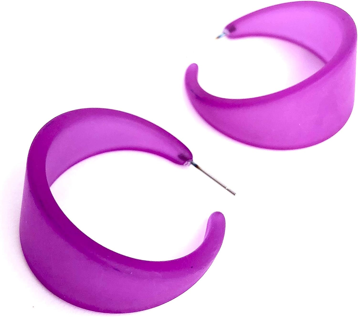Leetie Lovendale Bettie Hoop Earrings, Lightweight & Hypoallergenic, Handmade Jewelry for Women, Small Round Circle Earrings, USA Made, Vintage Lucite Acrylic, 1.5” Diameter