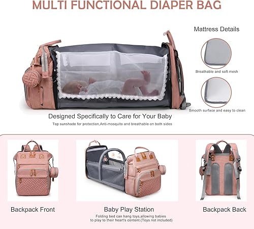 Miniatura 2 de Mochila para pañales con cambiador, bolsa de bebé de viaje multifunción, bolsa de bebé impermeable, bolsa de mamá de gran capacidad, bolsa de