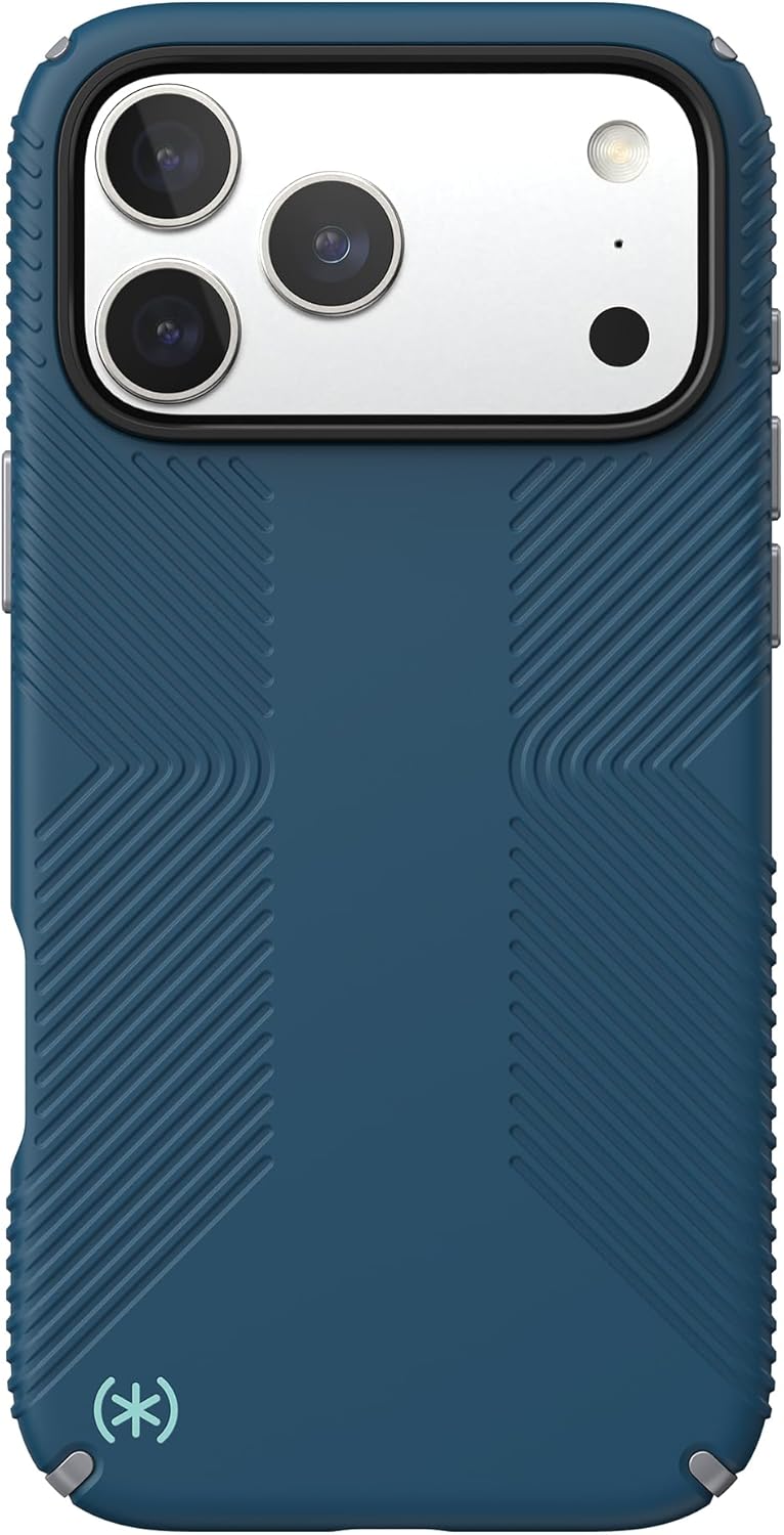 Speck PRESIDIO2 Grip for iPhone 17 Pro Max Case, MagSafe-Compatible, Slim Protective Case, DEEP SEA/Silver Metallic/Spell Blue - Image 3