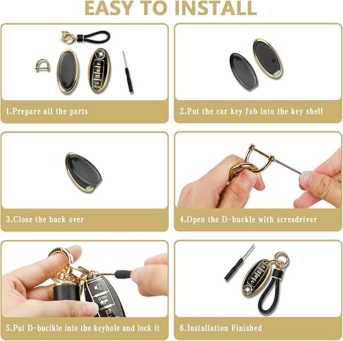 Miniatura 6 de Funda para llavero, compatible con Nissan Altima Rogue Sentra Pathfinder Frontier Maxima Titan Murano Kicks Juke Versa Armada GTR 370Z Leaf,