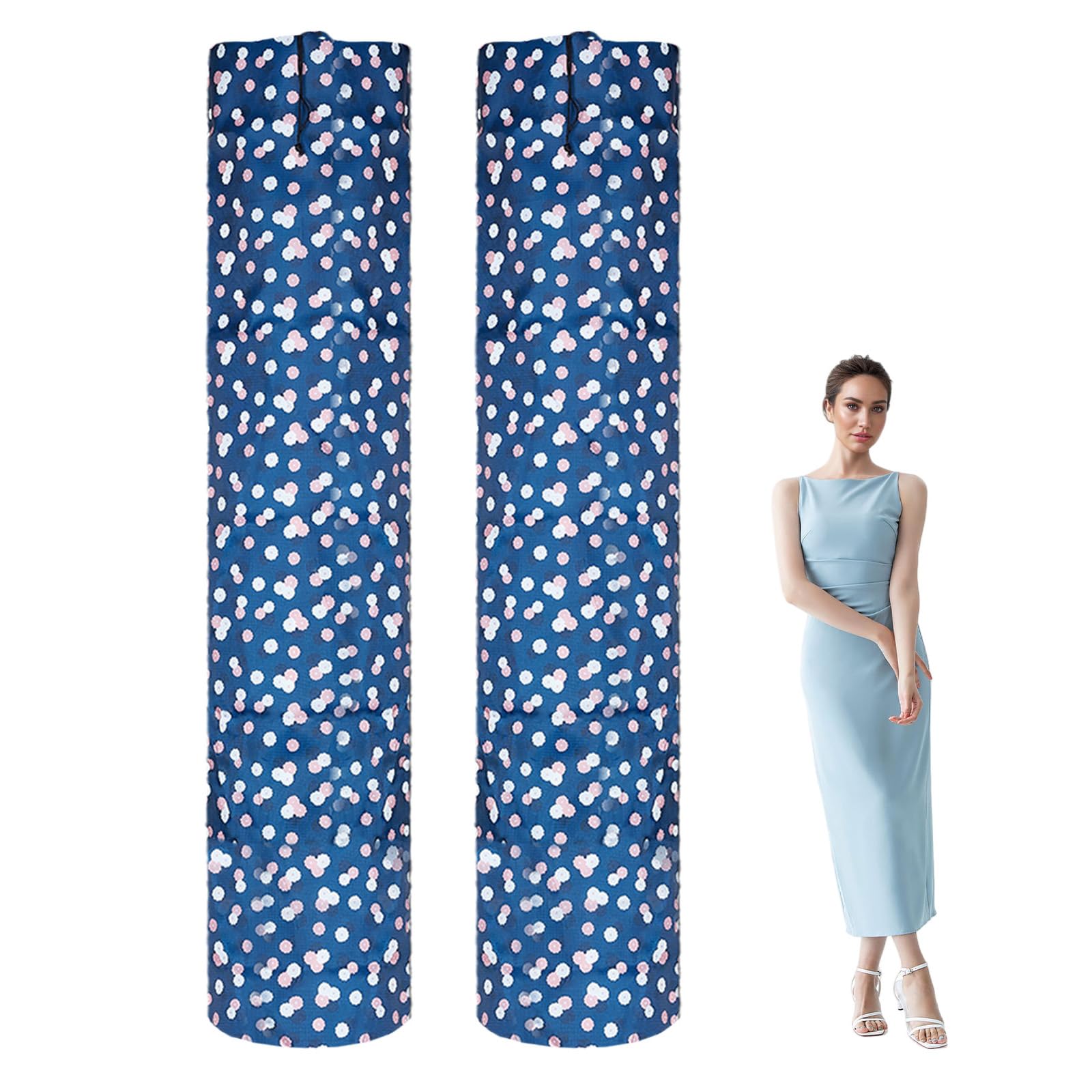 2sac de Rangement Géant en Tissu Oxford à Fleurs de 20 x 92cm Pochette de Rangement Anti Poussière pour Tapis avec Cordon de Serrage Sac de Déménagement pour Tapis Roulés pour L'Emballage
