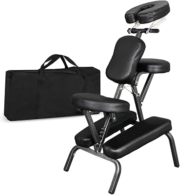 Nova Microdermabrasion Portable Massage Chair Foldable Tattoo Therapy Chair 4 Inches Thickness Sponge Face Cradle Spa Salon Massage Chair (Black)