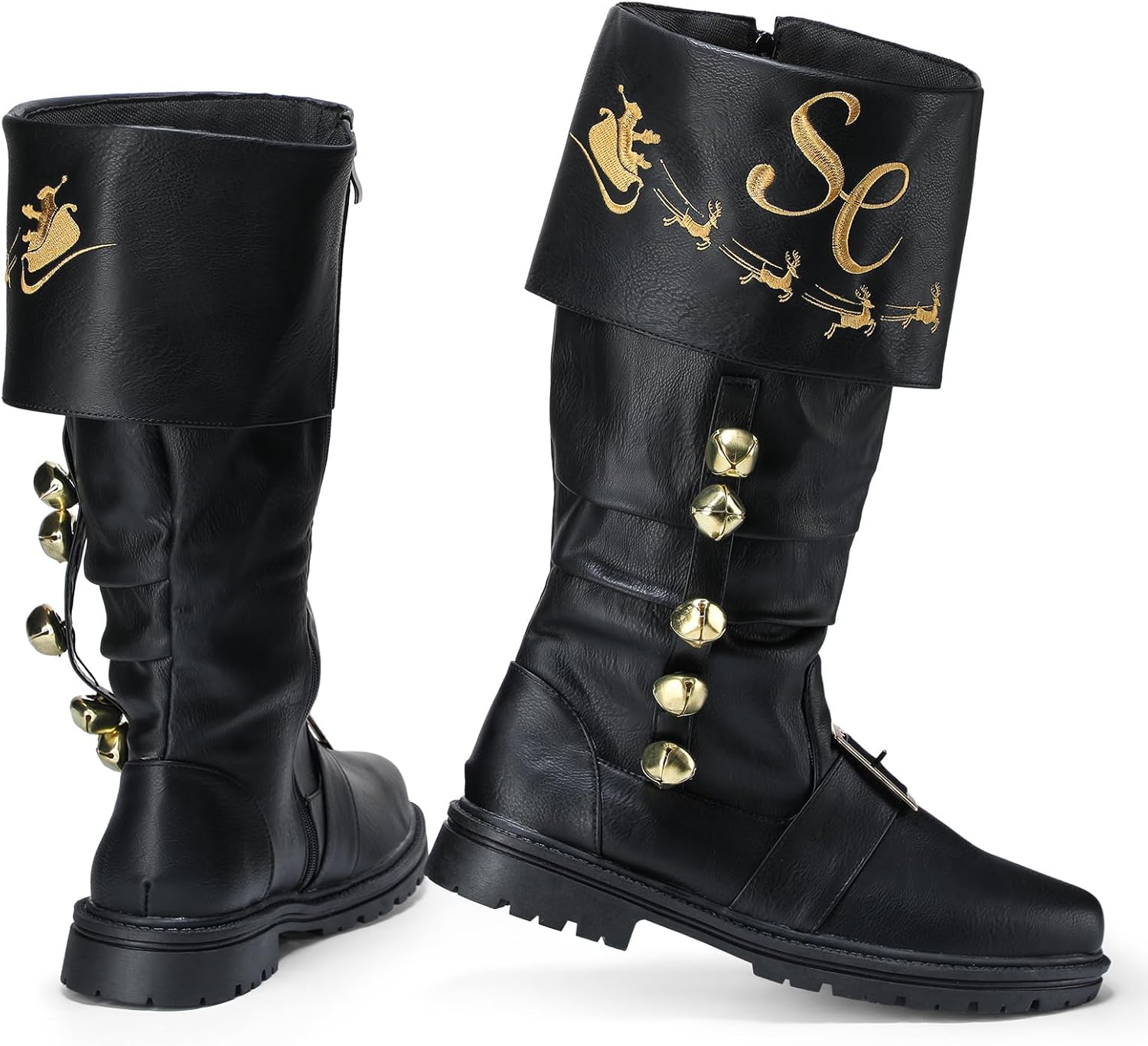 Halfchet Christmas Santa Claus Boots for Men Wide Cuffs Santa Combat Boots Xmas Costume Accessory
