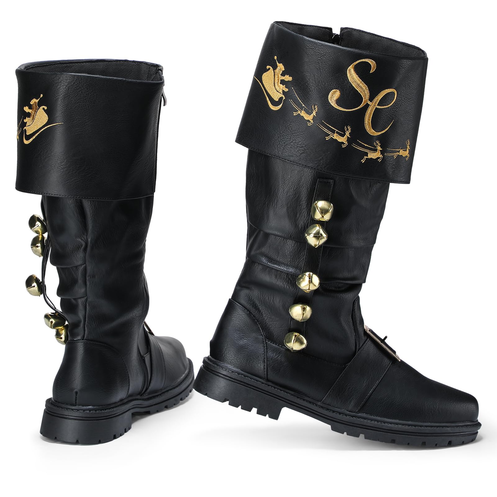 Halfchet Christmas Santa Claus Boots for Men Wide Cuffs