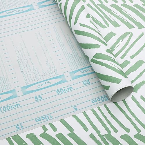 Miniatura 8 de Guvana Papel tapiz autoadhesivo de 17.7 x 197 pulgadas, diseño de líneas verdes, papel tapiz autoadhesivo verde y blanco, papel de contacto