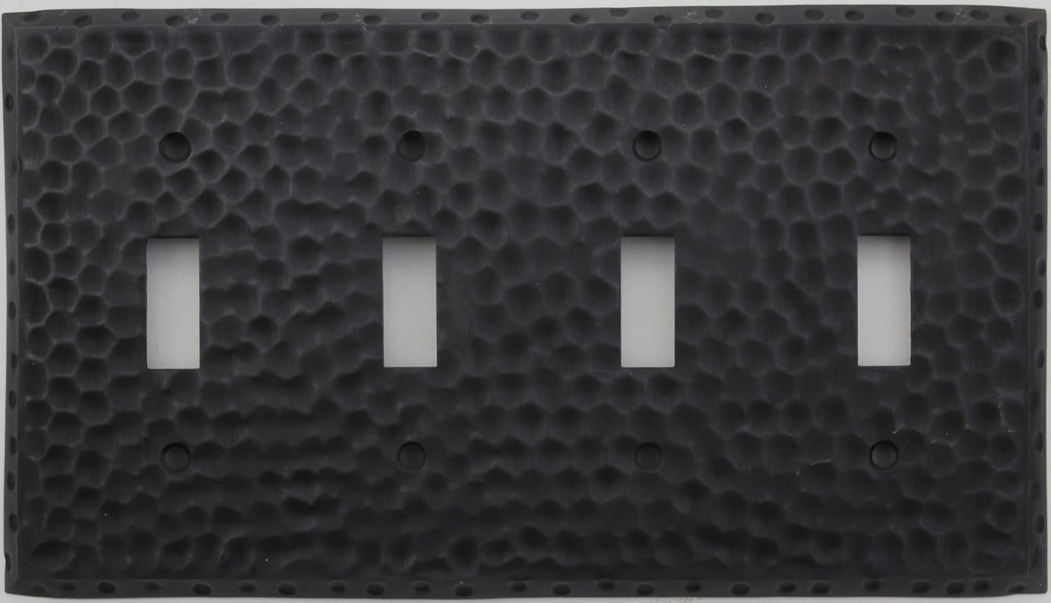 Classic Accents Hammered Matte Black Wall Plate - 4 Gang Toggle Switches