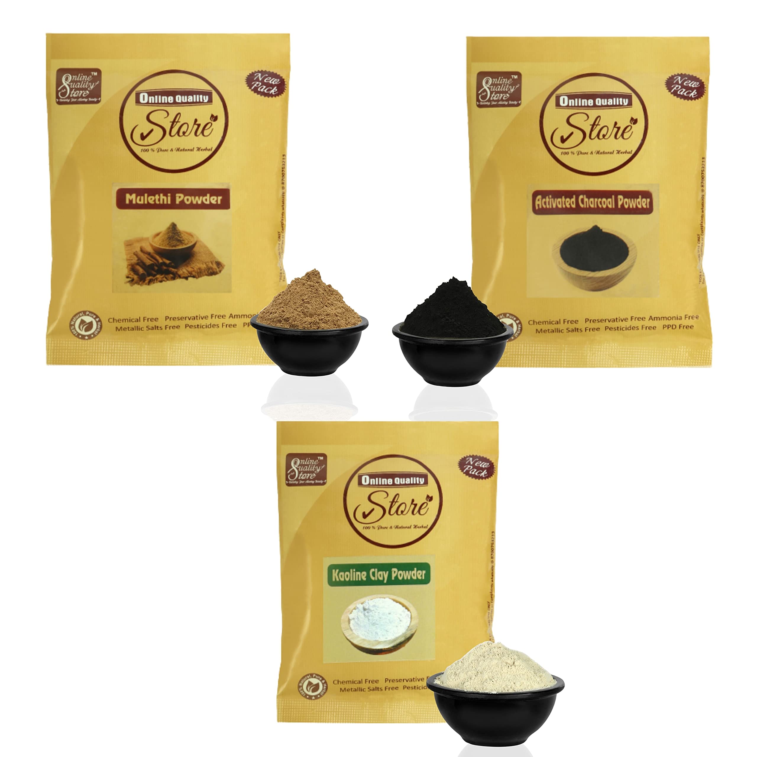 Online Quality Store Combo of Activated Charcoal Powder, 50 Grams with Kaoline/Clay Powder, 50 Grams and Mulethi Powder, 50gm -150Grams-image-19