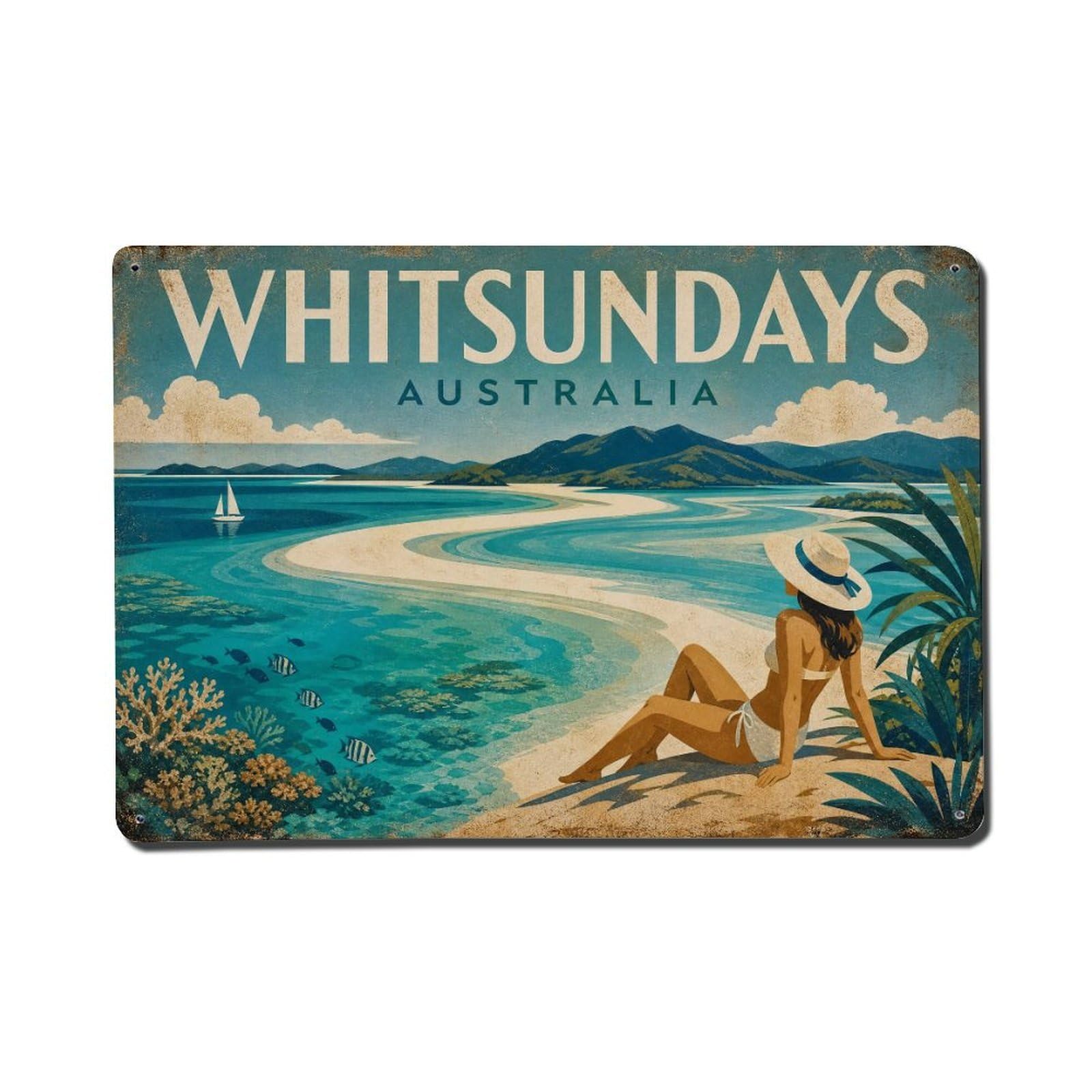 Metal Tin Sign Retro Travel Australia Whitsundays